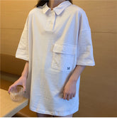 Camisas holgadas de manga corta con bolsillos